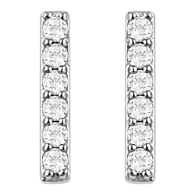14K White 1/10 CTW Lab-Grown Diamond Bar Earrings