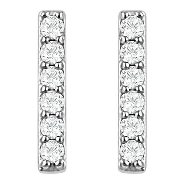 14K White 1/10 CTW Lab-Grown Diamond Bar Earrings