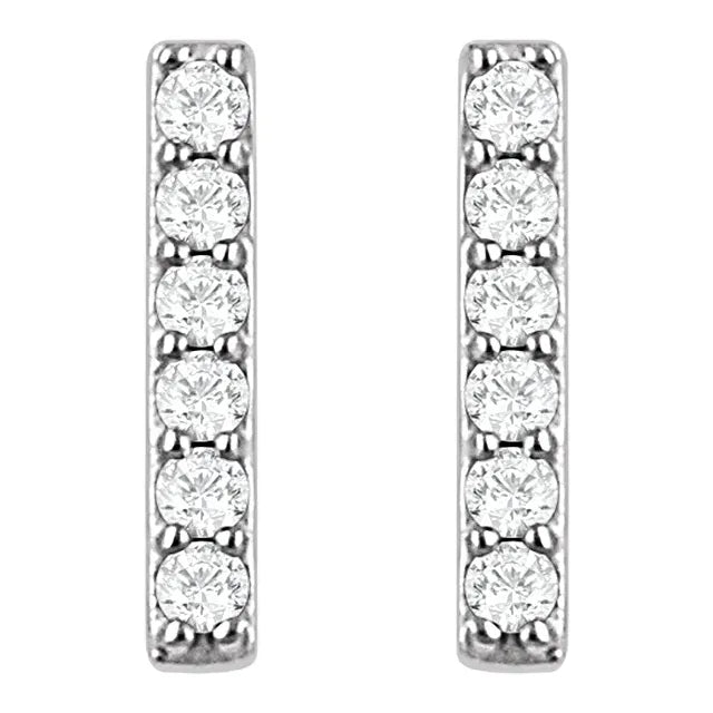 14K White 1/10 CTW Lab-Grown Diamond Bar Earrings