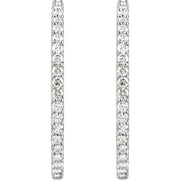 14K White 5 CTW Lab-Grown Diamond Inside-Outside Hinged Hoop Earrings