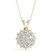 14K Yellow Gold Diamond Cluster Fashion Pendant
