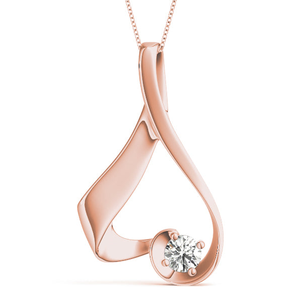 14K Rose Gold 7/8 ct Diamond Solitaire Pendant Necklace