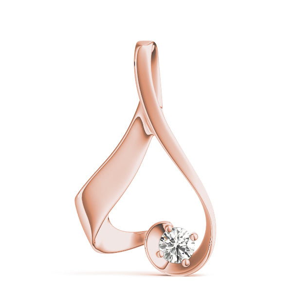 14K Rose Gold 7/8 ct Diamond Solitaire Pendant Necklace