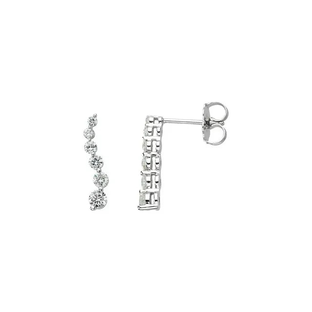 14K White Gold 1/2 CTW Natural Diamond Journey Drop Earrings