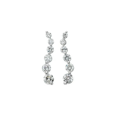14K White Gold 1/2 CTW Natural Diamond Journey Drop Earrings