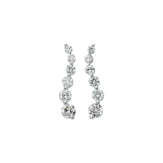 14K White Gold 1/2 CTW Natural Diamond Journey Drop Earrings