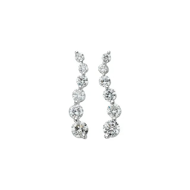 14K White Gold 1/2 CTW Natural Diamond Journey Drop Earrings