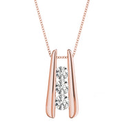18K Rose Gold 1 ctw Round Diamond Three-Stone Pendant