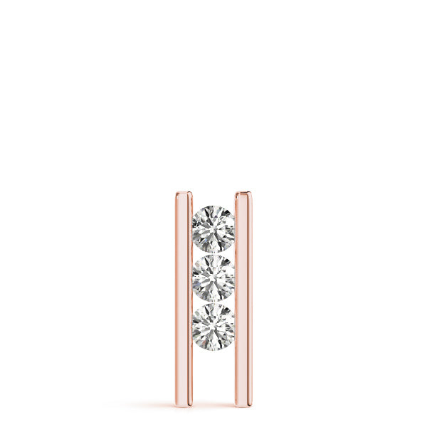 14K Rose Gold 1 CT Diamond 3-Stone Pendant
