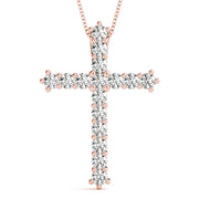 Rose Gold 1 CT Diamond Cross Pendant Necklace