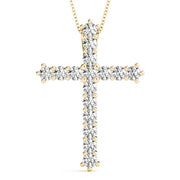 14K Yellow Gold Diamond Cross Pendant