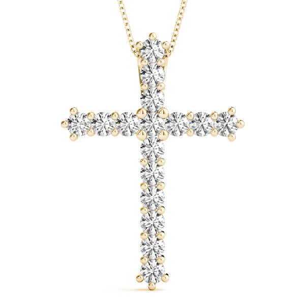 14K Yellow Gold Diamond Cross Pendant