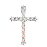 Rose Gold 1 CT Diamond Cross Pendant Necklace