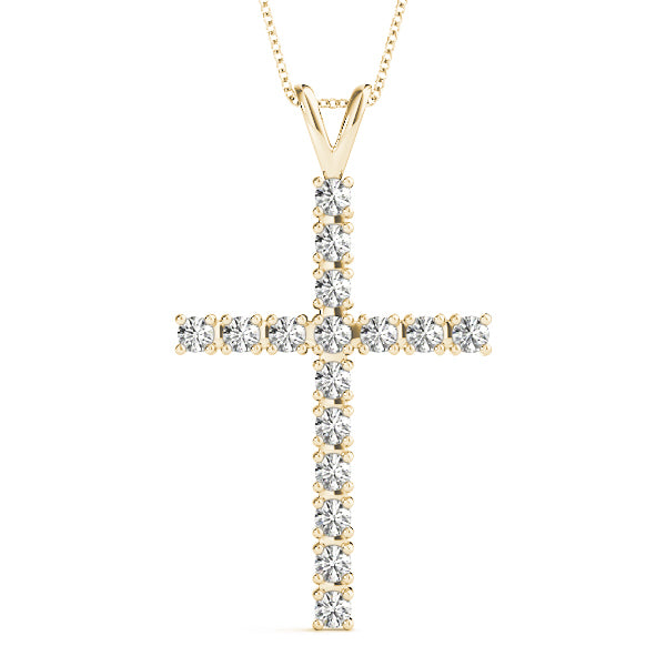 14K Yellow Gold Diamond Cross Pendant