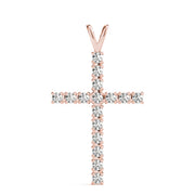 14K Rose Gold Diamond Cross Pendant