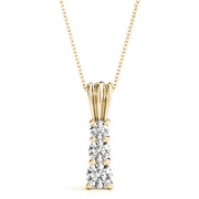 14K Yellow Gold 1 CT Round Diamond Pendant Necklace