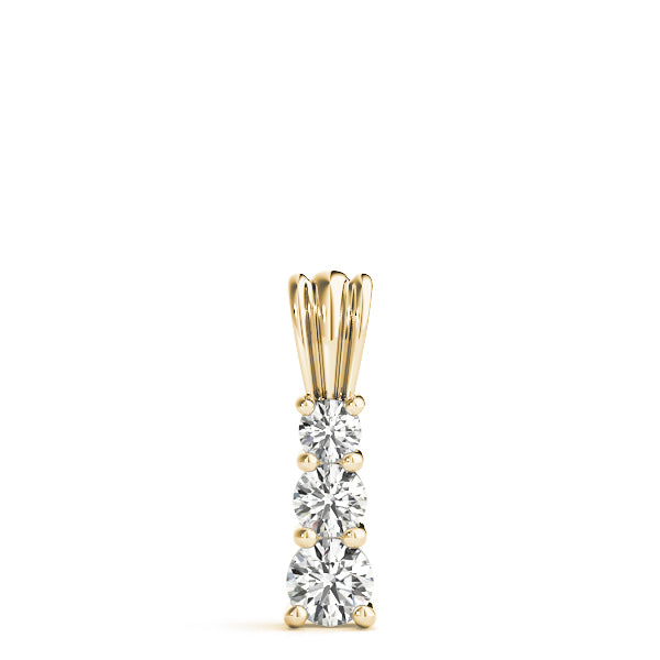 14K Yellow Gold 1 CT Round Diamond Pendant Necklace