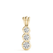 14K Yellow Gold Round Diamond Three-Stone Pendant