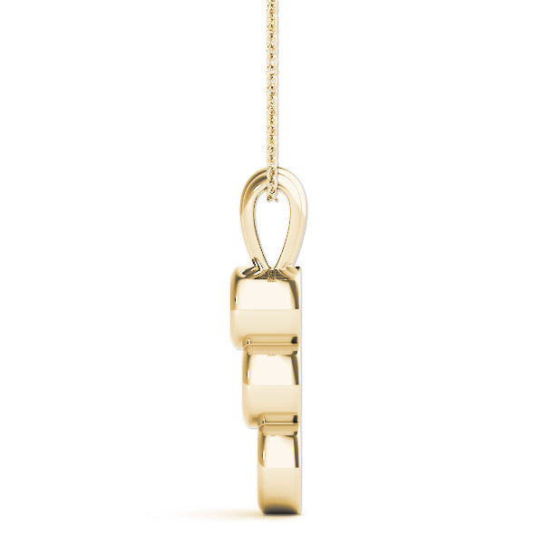 14K Yellow Gold Round Diamond Three-Stone Pendant