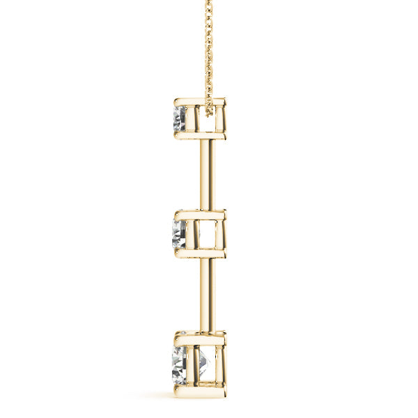 14K Yellow Gold 1 CT Diamond Three Stone Pendant