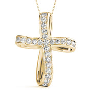 14K Yellow Gold Diamond Cross Pendant Jewelry