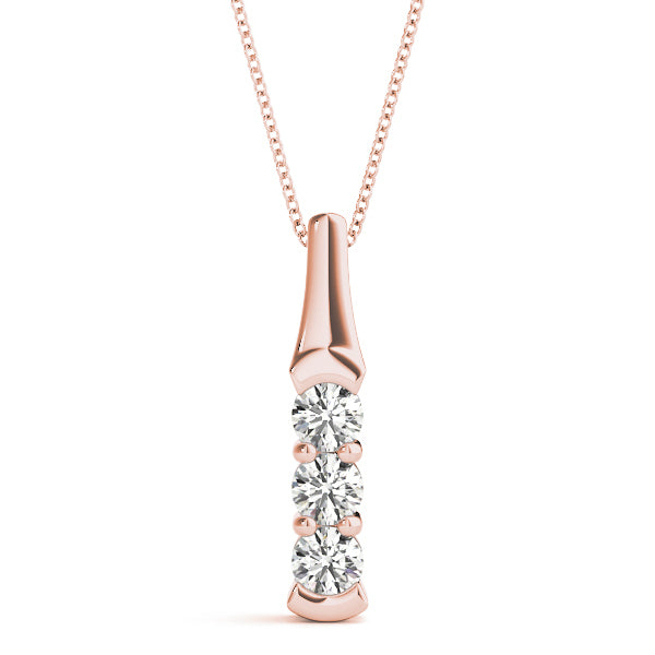 14K Rose Gold 1 CT Diamond 3-Stone Pendant