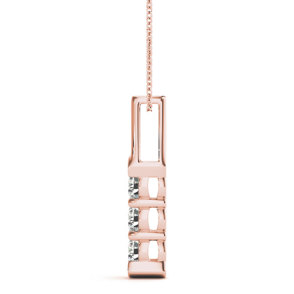 14K Rose Gold 1 CT Diamond 3-Stone Pendant