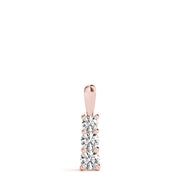 14K Rose Gold Diamond Three Stone Pendant Necklace