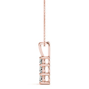 14K Rose Gold Diamond Three Stone Pendant Necklace