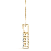 14K Yellow Gold Diamond Three Stone Pendant Necklace
