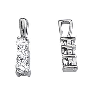 Round Diamond 3-Stone Pendant Necklace