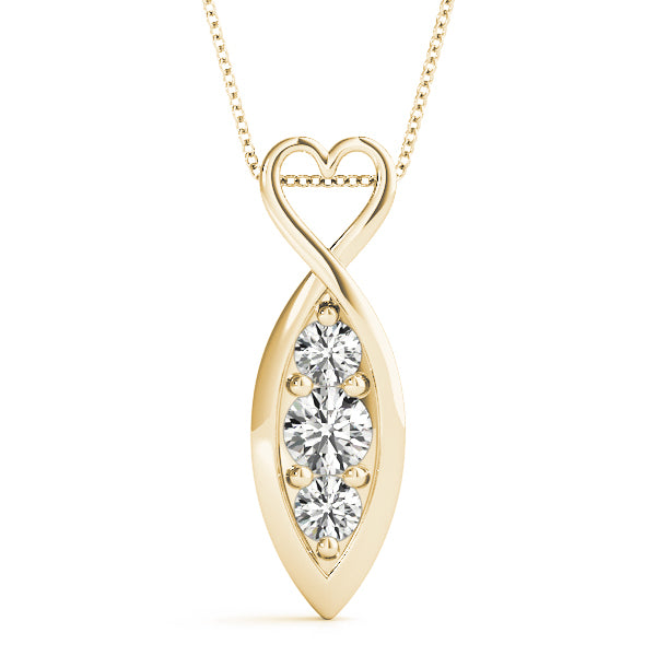 14K Yellow Gold Round Diamond Three-Stone Pendant