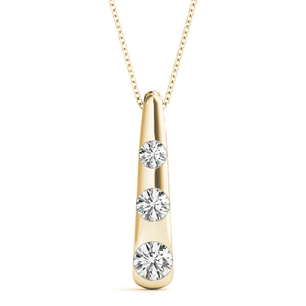 14K Yellow Gold 1/2 ct Diamond Three-Stone Pendant
