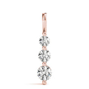 14K Rose Gold 1 ct Diamond Three-Stone Pendant Necklace