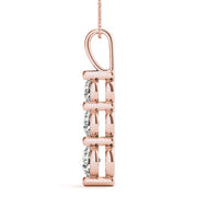 14K Rose Gold 1 ct Diamond Three-Stone Pendant Necklace