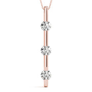 14K Rose Gold 1 ct Diamond 3-Stone Pendant