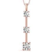 14K Rose Gold 1 CT Diamond Three-Stone Pendant