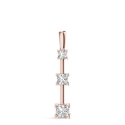 14K Rose Gold Square Diamond 3-Stone Pendant Necklace