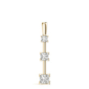 14K Yellow Gold Square Diamond Three Stone Pendant