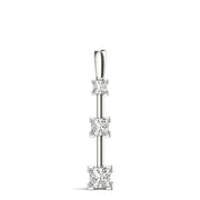 14K White Diamond Three Stone Pendant
