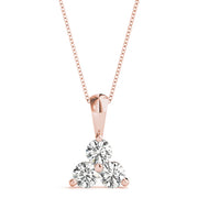 14K Rose Gold 1 CT Diamond 3-Stone Pendant