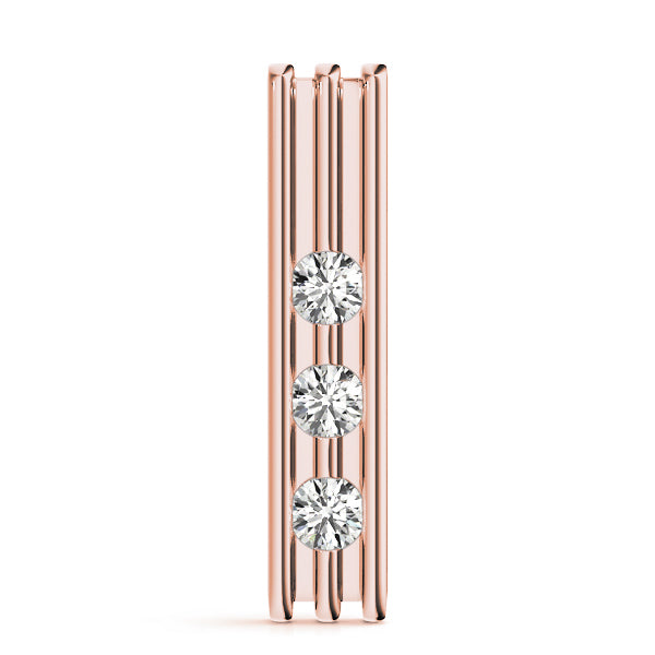 14K Rose Gold 3-Stone Diamond Pendant