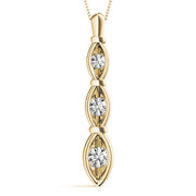 14K Yellow Gold 1/2 ct Diamond Three-Stone Pendant