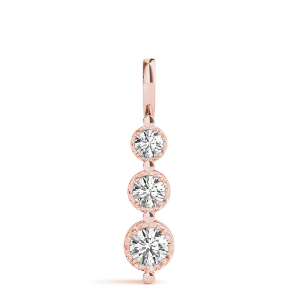 14K Rose Gold 0.35ctw Diamond Three-Stone Pendant