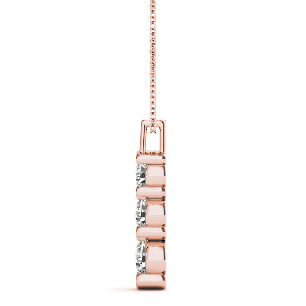 14K Rose Gold 1 ct Diamond Three-Stone Pendant