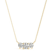 14K Yellow Gold Diamond Three-Stone Pendant Necklace