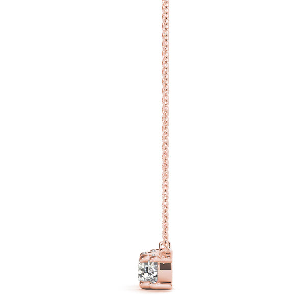 14K Rose Gold Diamond Three Stone Pendant Necklace