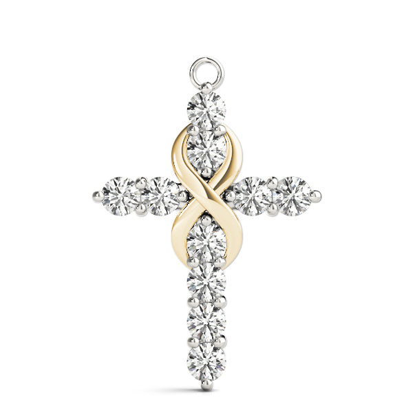 14K Yellow Gold Diamond Cross Pendant