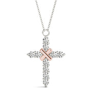 14K Rose Gold Diamond Cross Pendant