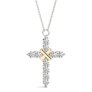 14K Yellow Gold 1 CT Diamond Cross Pendant